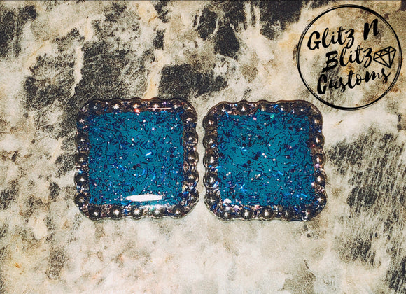 Turquoise Glitter Conchos