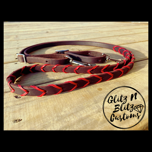 Red Leather Laced Reins